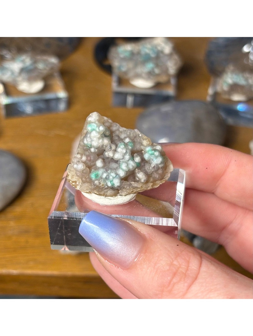 Mermaid Chalcedony Specimen | Botryoidal Blue Indonesia , Stand Included